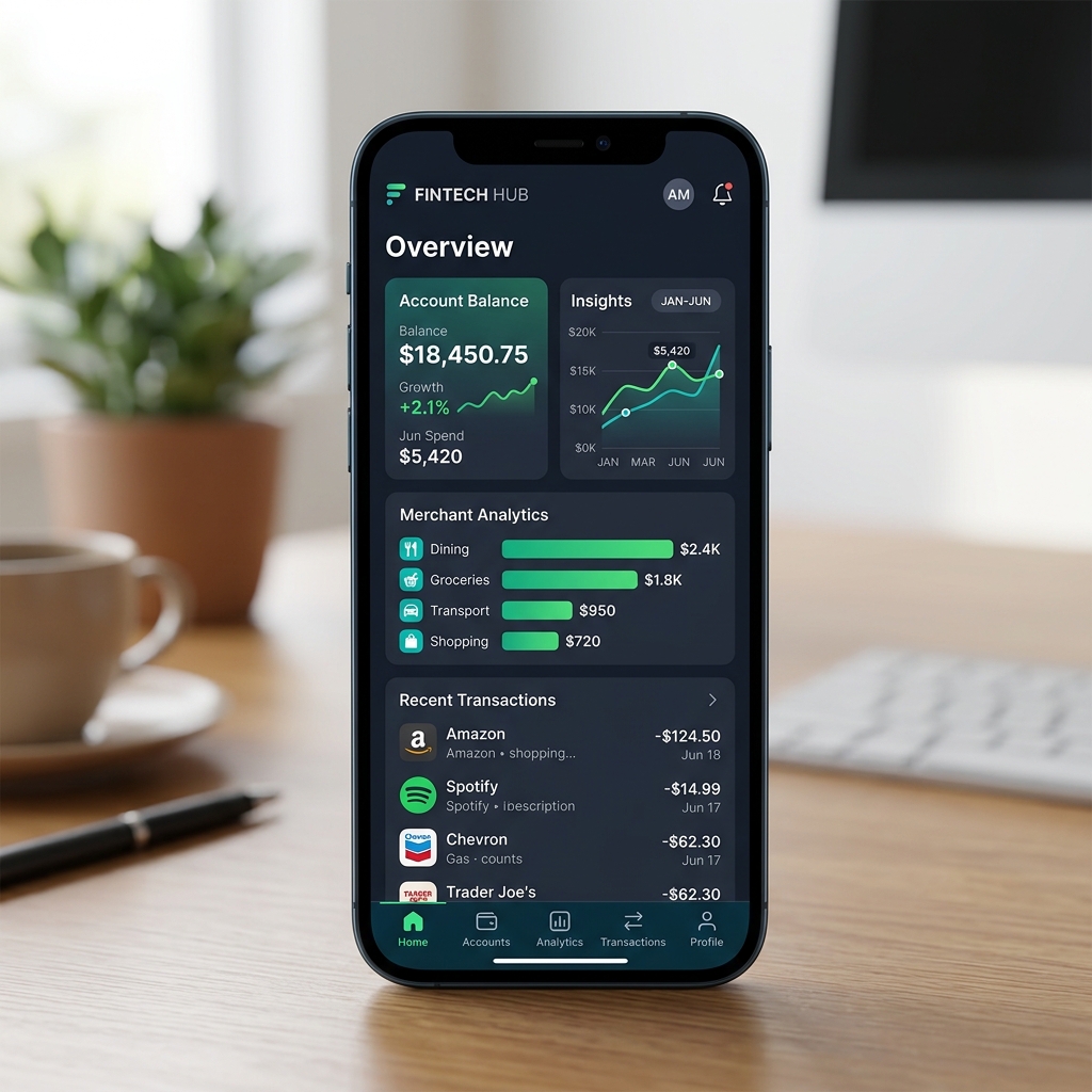 Fintech mobile app dashboard